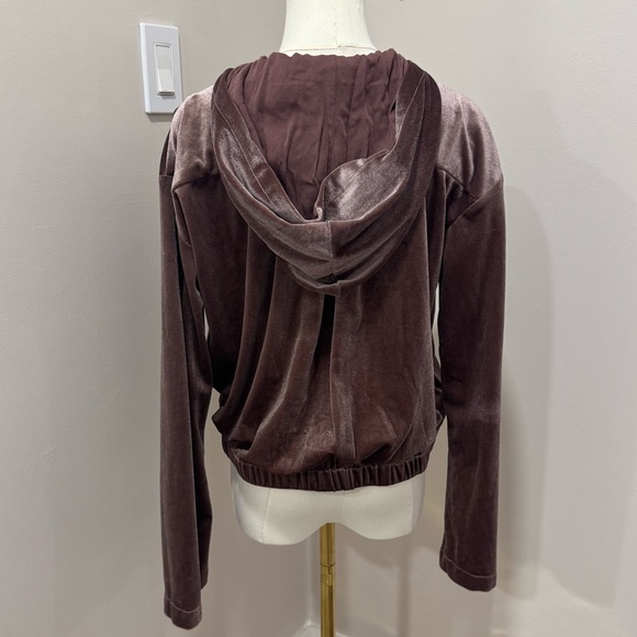 Young Fabulous & Broke Dusty Rose Velvet Fritzy Hoodie Jacket Size Medium - Picture 2 of 6